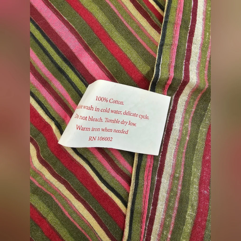 Ridgefield Home Striped Cotton Napkin Set – Pink, Green & Burgundy Multi-Stripe